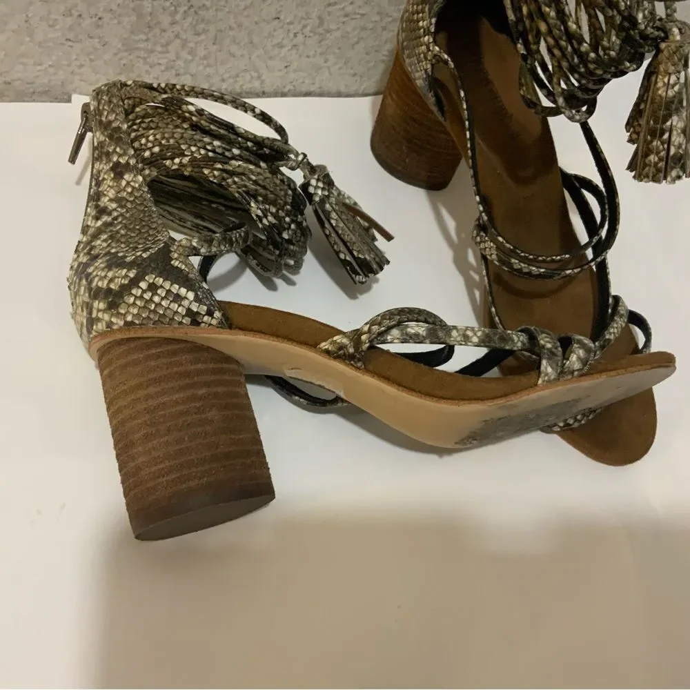 Jeffrey Campbell Womens Snakeskin Despina Heels Sandals size 7